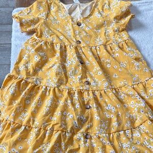 SHEIN Yellow Floral Kids Dress